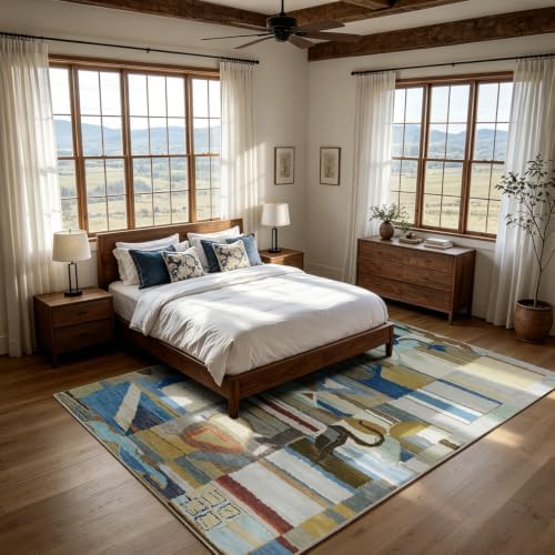 8x10 Modern Abstract Washable Area Rug for Living Room,Bedroom,Dining Room