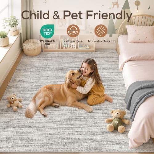 Nakagishi Boho 6x9 Area Rug Living Room Rugs Machine Washable Grey