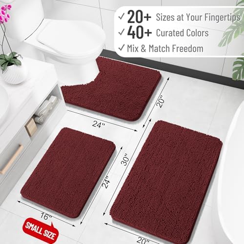 OLANLY Toilet Rugs U-Shaped 24x24, Soft Absorbent Chenille Contour Rugs