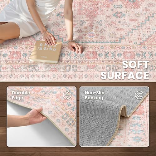 zesthome Pink Rugs for Bedroom-4x6 Area Rug for Entryway,Girls Room