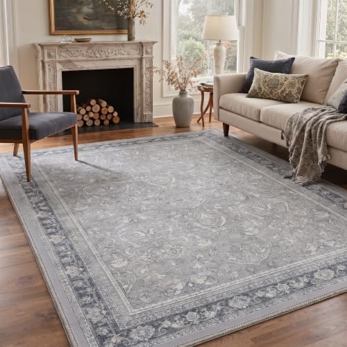 Bavni 2X5 Washable Hallway Runner Rug, Boho VintageDamask Non Slip