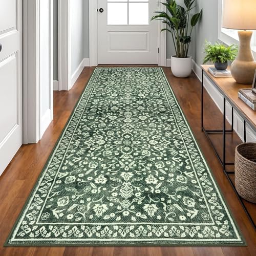 Washable Vintage 3x8 Runner Rug Non Slip Runners for Hallway