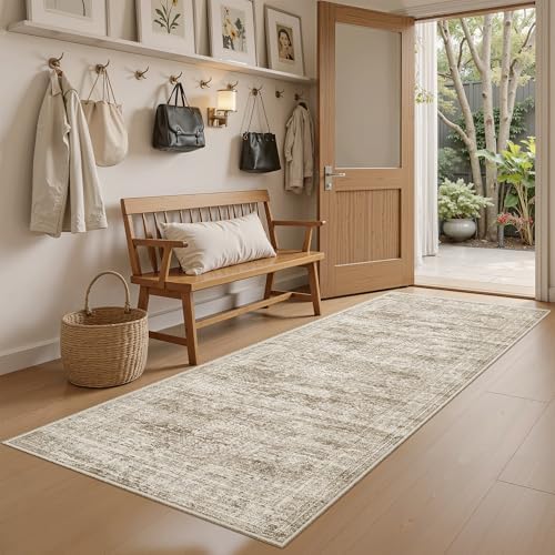 Soalmost Runner Rug 2x6 Washable Kitchen Hallway Runners Non-Slip Brown