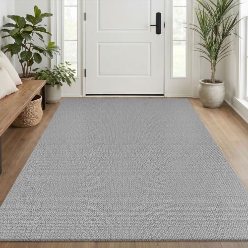 EARTHALL Washable Area Rug, Non Slip Entryway Rug, 4x6 Ft, Heather Gray