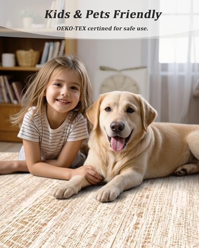 Miukiki 2x10 Runner Rug for Living Room Washable Non Slip Hallway Rug Beige
