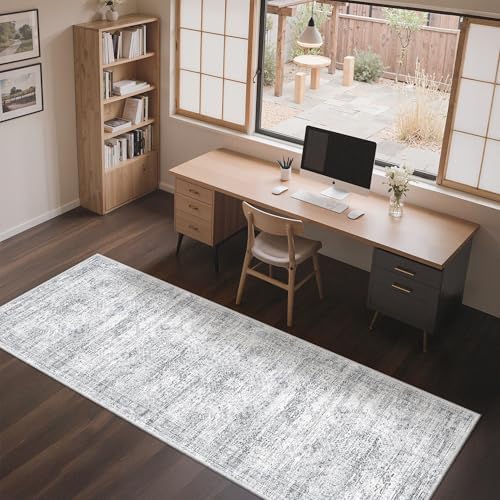 3x8 Runner Rug Non Slip,Washable Hallway Runner Rug,Grey