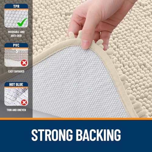 OLANLY Large Bathroom Rugs 59x35, Extra Soft Absorbent Chenille Bath Rugs