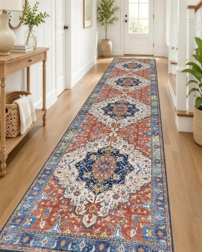 OLANLY 2'6"x14' Washable Runner Rug, Non Slip Carpet for Hallway Kitchen