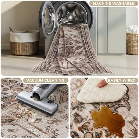 Joydeco 3x5 Area Rugs Vintage for Living Room, Light Coffee