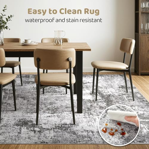 LOONGRUG 10x13 Area Rug Washable Large Neutral Modern Living Room Rug