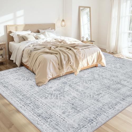 10x14 Area Rugs Living Room: Bedroom Neutral Washable Carpet Gray