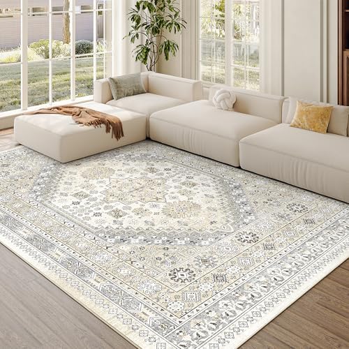 zesthome 5x7 Area Rugs for Living Room,Large Washable Rug,Beige