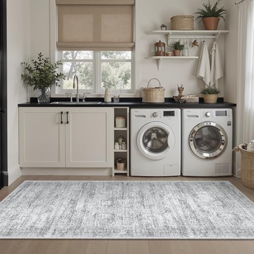 Soalmost Runner Rug 2x5 Washable Non-Slip Kitchen Entry Runners Grey