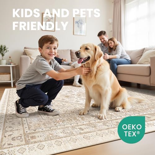 zesthome 12x15 Area Rugs for Living Room,Large Washable Rug,Beige