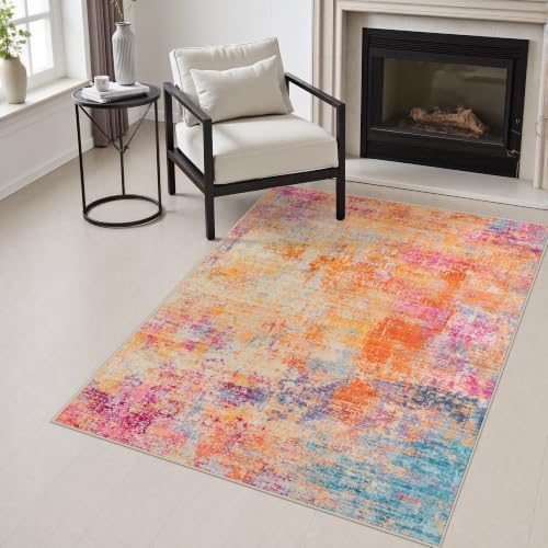 Area Rug Living Room: 3x5 Modern Washable Soft Carpet Galaxy Haze