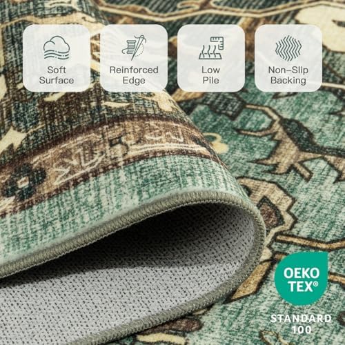 Lofus 9x12 Green Area Rugs for Bedroom Living Room, Vintage Boho Carpet