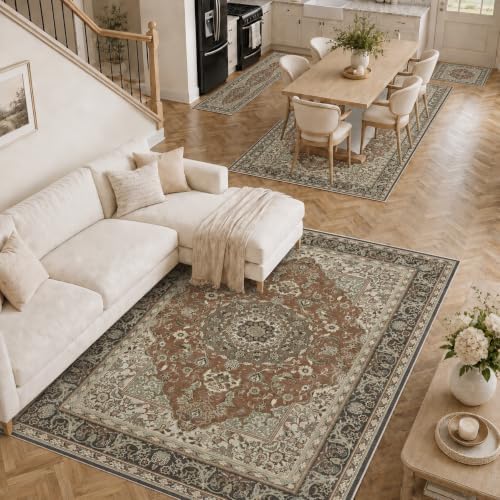 2x3 Area Rug Washable Vintage: Non Slip Throw Rugs for Entryway