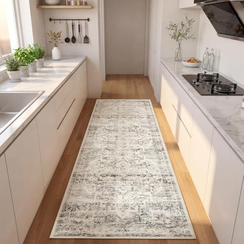 GarveeHome Washable Rug Runner 2x6 Vintage Runners for Hallways Beige