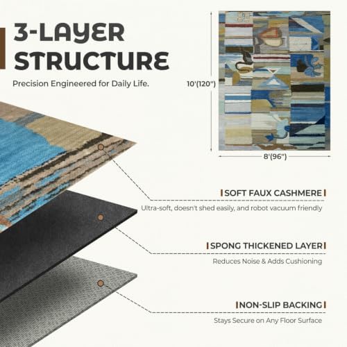 8x10 Modern Abstract Washable Area Rug for Living Room,Bedroom,Dining Room