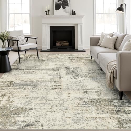 8x10 Area Rug Living Room: Modern Washable Soft Carpet Ash Brown