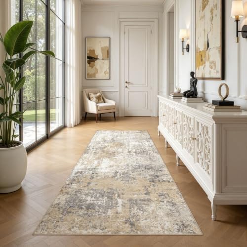 LOONGRUG Runner Rug 3x8 Washable Non-Slip Kitchen Neutral Modern Rug