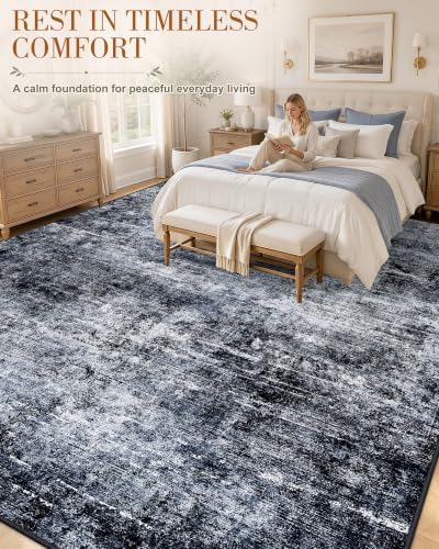 OLANLY 9x12 Washable Area Rug, Soft Non Slip Carpet for Bedroom Living Room