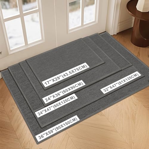 LEKEEPGO Door Mat 24"x36", Non Slip Washable Indoor Door Mat, Grey