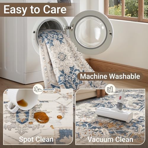befbee Washable 5x7 Area Rug Non Slip Stain Resistant Rug for Living Room