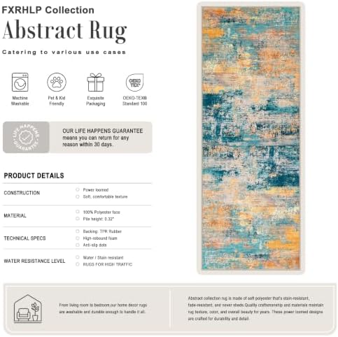 3x8 Washable Runner Rug：Modern Abstract Soft Carpet Rosy Haze