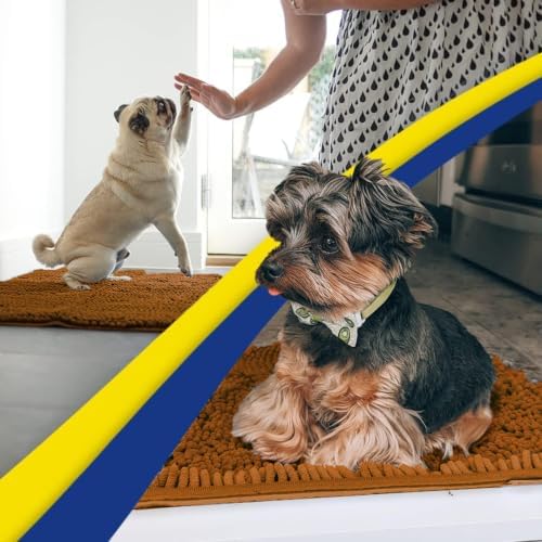 Muddy Mat® | Super Water Absorbent Door Mat Indoor, Microfiber Quick Dry Chenille Entryway Rug, Slip Resistant Front Door Mat, Indoor Mats for Entryway, Machine Washable Pet Rug, Amber 48" x 72"