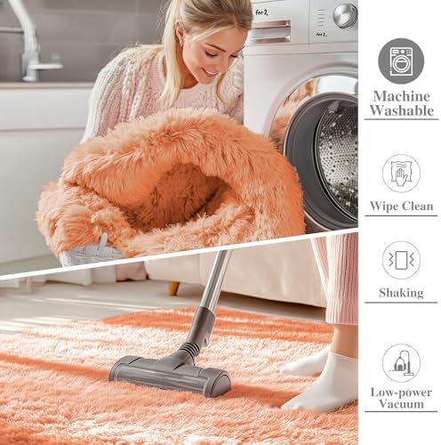 OLANLY 8x10 Machine Washable Large Area Rugs for Living Room, Bedroom, Soft Fluffy Shaggy Bedside Rug, Indoor Floor Carpet for Kids Girls and Boys, Dorms, Nursery, Home Decor Aesthetic, Muted Orange