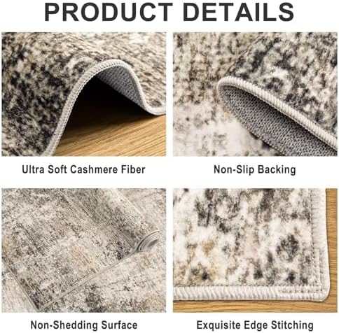 PLHXFR Area Rug Living Room: 5x7 Abstract Washable Carpet Brown Black
