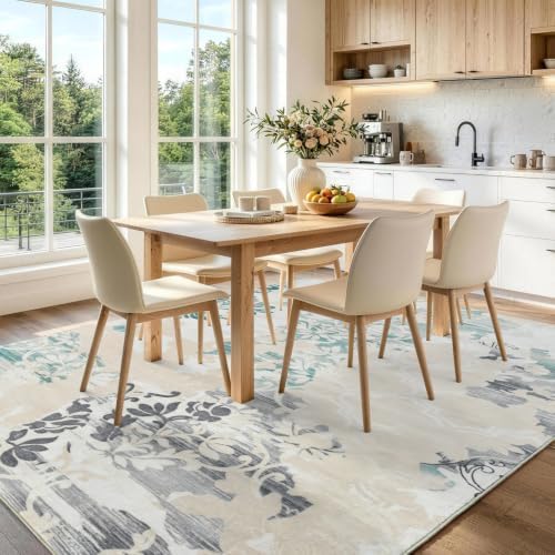 9x12 Washable Non-Slip Area Rug for Living Room (Beige)