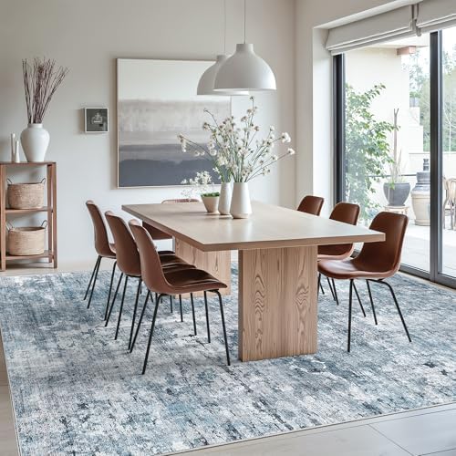 Soalmost 10x12 Area Rugs for Living Room Washable Rug Abstract Blue/Grey