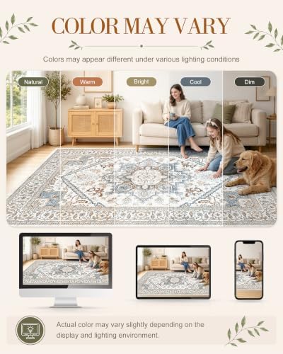 OLANLY 5x7 Washable Area Rugs, Soft Non Slip Carpet for Bedroom Living Room