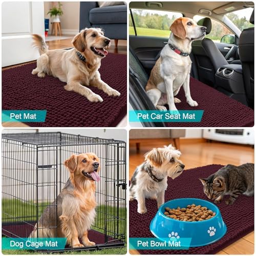 OLANLY Dog Door Mat for Muddy Paws 48x30, Super Absorbent Chenille Mud Mat