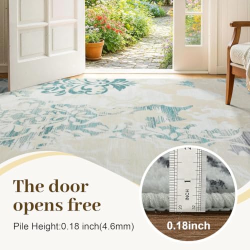9x12 Washable Non-Slip Area Rug for Living Room (Beige)