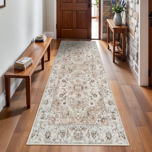 Washable Hallway Runner Rug 3x8: Non Slip Runner Rugs with Rubber Backing