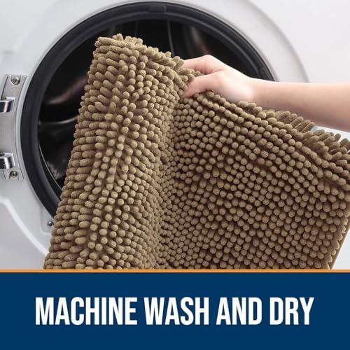OLANLY Dog Door Mat for Muddy Paws 48x30, Super Absorbent Chenille Mud Mat
