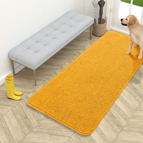 OLANLY Dog Door Mat for Muddy Paws 54x24, Super Absorbent Chenille Mud Mat