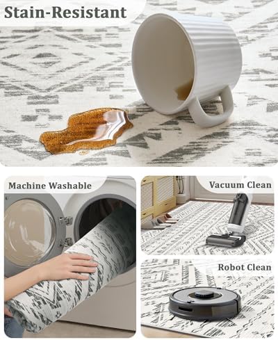 Miukiki 3x8 Washable Runner Rug Hallway Soft Non Slip Indoor Rug Grey