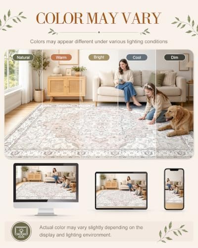 OLANLY 5x8 Washable Area Rug, Soft Non Slip Carpet for Bedroom Living Room