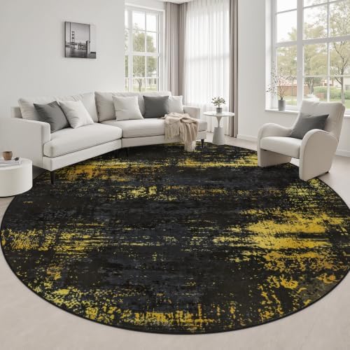 Round Area Rug Living Room: 8 ft Modern Washable Indoor Carpet