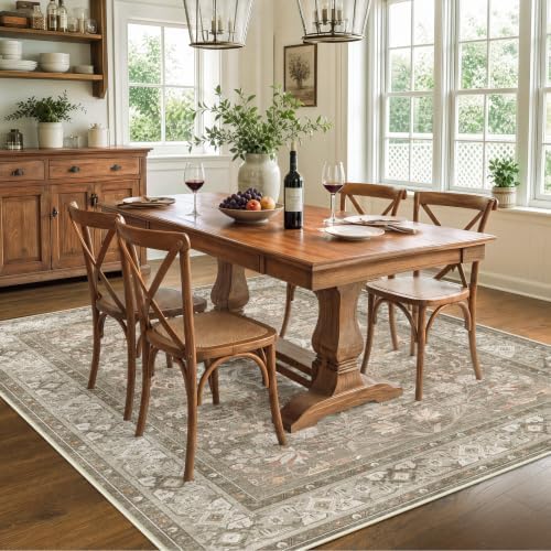 SameBed 5x7 Area Rug Living Room, Vintage Washable Carpet Vintage Brown