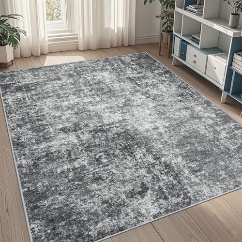 5x8 Area Rugs for Living Room Washable Bedroom Dining Room Black Grey