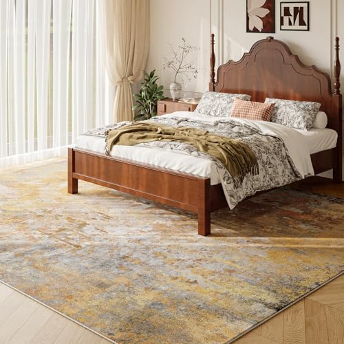 Beige Gold Washable Rug 5x7 Area Rugs for Living Room Bedroom Carpet