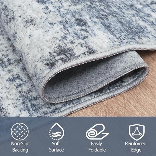 Aelenmu 10x14 Area Rugs for Living Room Washable Dining Room Blue Grey