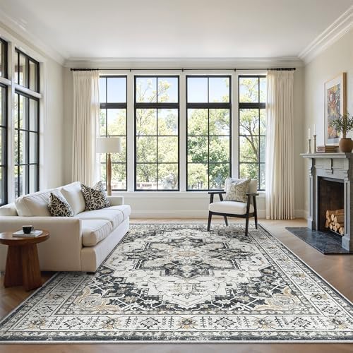 zesthome 5x7 Area Rugs for Living Room,Large Washable Rug,Black