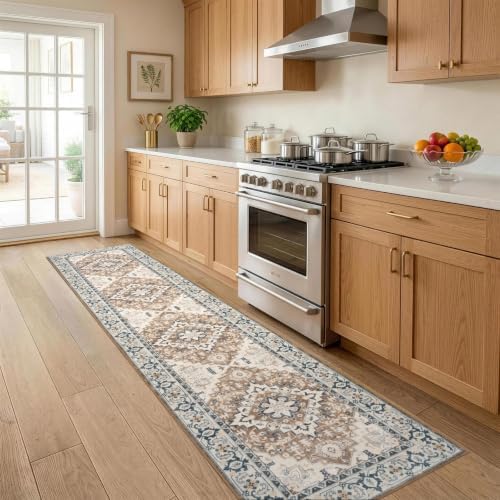 Lofus 2x8 Hallway Kitchen Washable Runner Rug, Boho Entry Long Carpet Brown