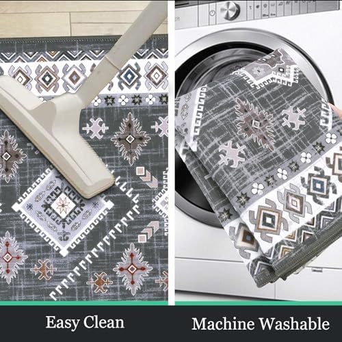 HEBE Boho Kitchen Rugs Set of 3, Non Slip Washable Kitchen Mats for Floor